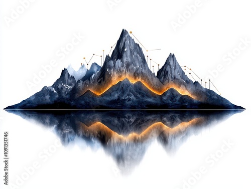 Stunning mountain landscape with dramatic peaks and a reflective surface.