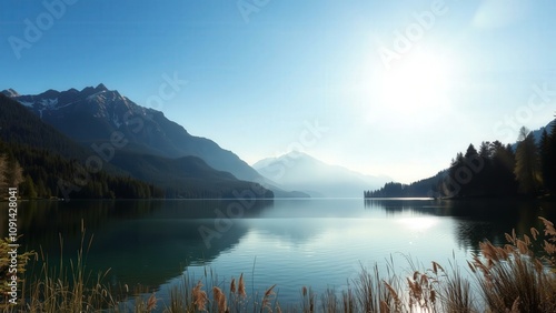 Serene Mountain Lake Sunrise: Capture Nature's Beauty for Calming Wall Art or Screen Savers