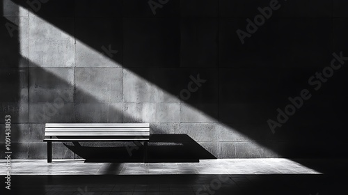 Light falling on a simple wall casting a bold shadow in an otherwise dark scene