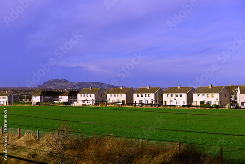 View of Arthur's Seat from Wallyford Station, Northumberland.