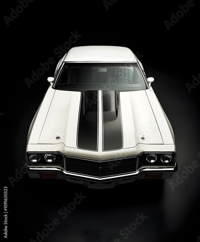 Elevated View of 1972 Muscle Car in White