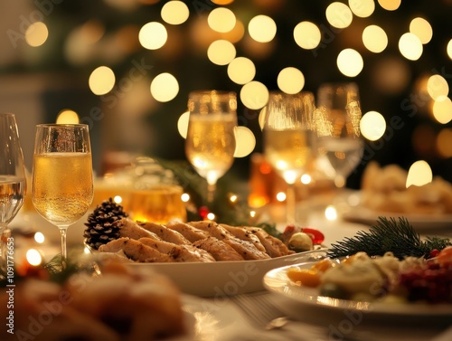 a table with food and drinks on it