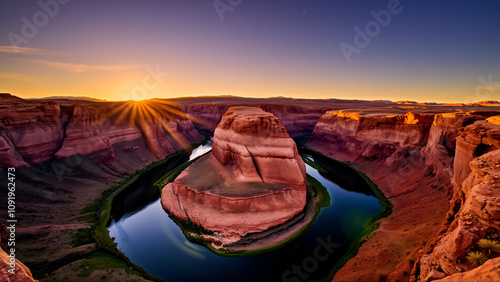 The last rays of light shone over Horseshoe Bend