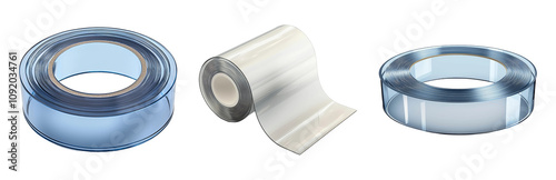 Various Transparent Adhesive Tape Rolls. Isolated on transparent background