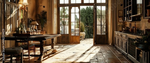 Rustic Kitchen Sunlight