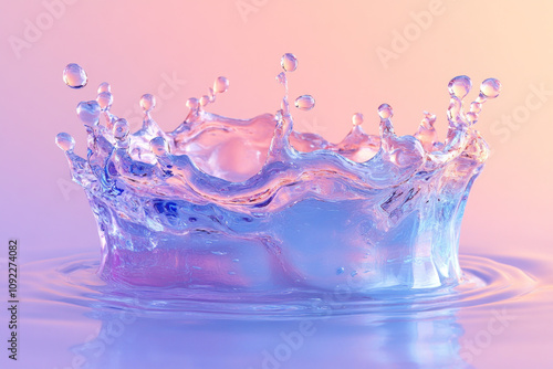 Water splash against pink background, vibrant and dynamic.