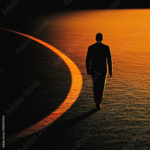 A dramatic shot of a dejected athlete walking away from the field, framed by the golden hues of a setting sun