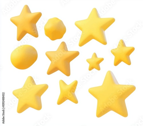 A modern 3D design showcasing an isolated golden star on a white background. This golden emblem signifies victory and excellence, symbolizing the top performer or winner. A concept for ranking in