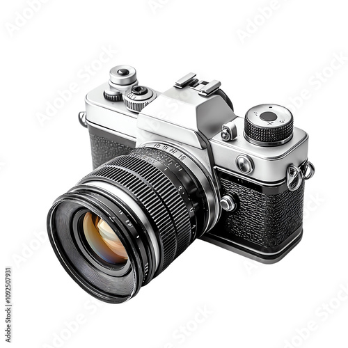 Vintage camera with a sleek design and powerful lens, perfect for capturing timeless moments in photography.