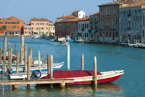 A sunny day on the canal of di San Donato. Murano Island. Venice