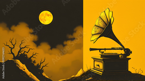 Moonlit Haunting of a Golden Phonograph Requiem