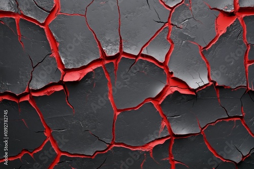 Dark abstract background with cracked textures and subtle red highlights, evoking a dramatic and somber mood