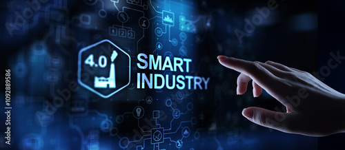 Smart industry 4.0, automation and optimisation concept on virtual. Business and modern technology concept.