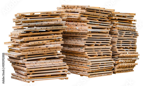 Wooden pallets on a white