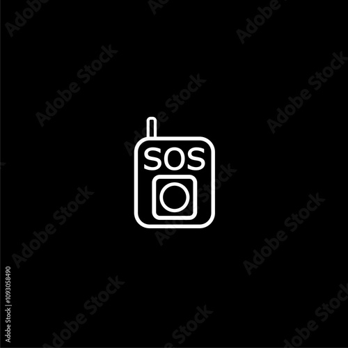 Audio SOS call icon isolated on black background.