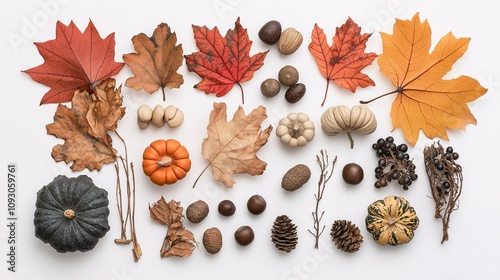 A Stunning Collection of Colorful Autumn Leaves and Natural Elements Arranged Creatively for Seasonal Decor and Inspiration