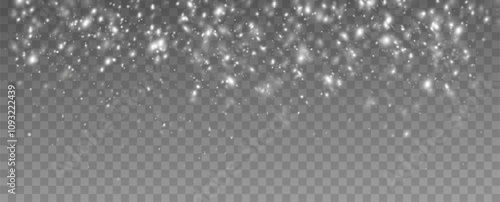 snowflakes on a transparent background. Snow storm effect. Winter snowfall.Christmas. 