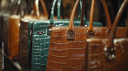 Luxurious Leather Handbags in Fashion Boutique