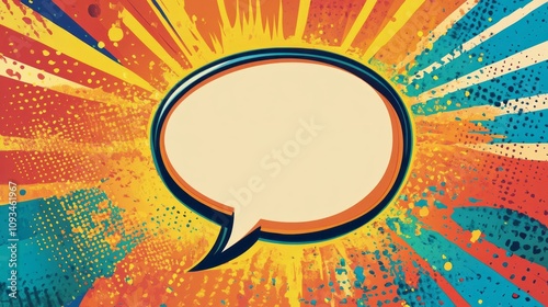 Empty speech bubble for comics. Colorful bright background. Pop art and comic style