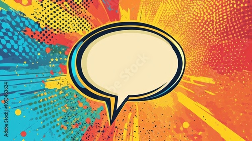 Empty speech bubble for comics. Colorful bright background. Pop art and comic style