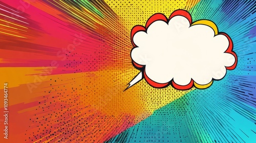 Empty speech bubble for comics. Colorful bright background. Pop art and comic style