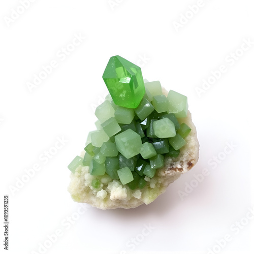 Vesuvianite Mineral Crystal on Clean White Background