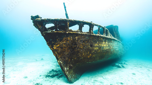 michelle shipwreck in croatia. popular spot for snorkelling and scuba-diving enthusiasts highlighted by white, simple style, png