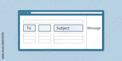 Compose Email Window A popup compose window showcasing a basic text editor. The window has only a few formatting options like bold and italic buttons presented in a grid layout.