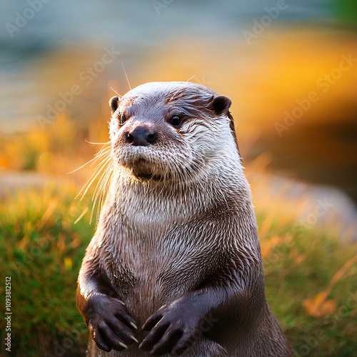 Eurasian otter scient. name Lutra lutra mammal animal, AI genera