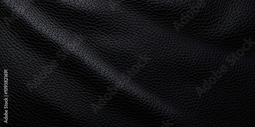 Close-up high-quality black leather texture with smooth folds, perfect for luxury branding and fashion design, close-up, luxury, isolated