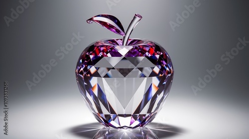 Crystal pink apple on a gray background