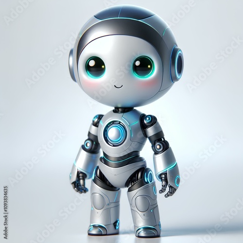 Friendly Robot with Vibrant Colors on White Background