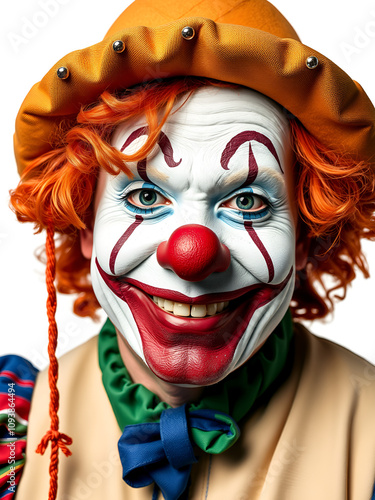 Portrait of a smiling clown isolated on white