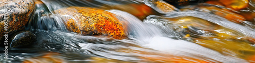 Water flowing over rocks, representing the unpredictability of creative thought.