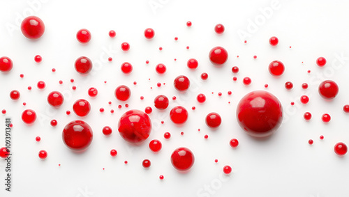 globules rouges sur fond blanc