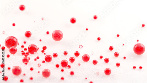 Seringue avec globules rouges et blancs sur fond blanc