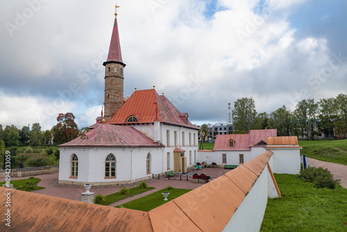 The ancient Priory Palace on a cloudy September day. Gatchina. Leningrad Region, Russia