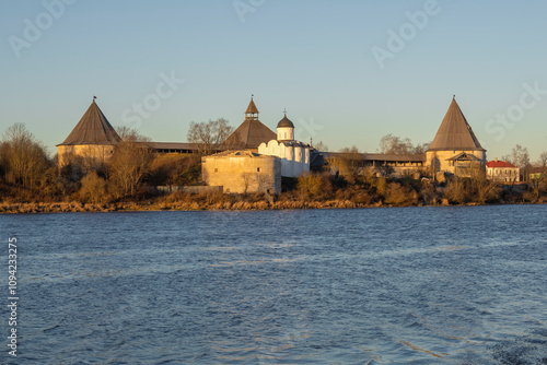 View of the ancient Staraya Ladoga Fortress on a sunny December morning. Leningrad Region, Russia