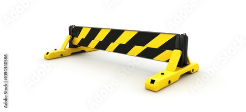 A yellow and black striped barrier, commonly used for safety and traffic control.