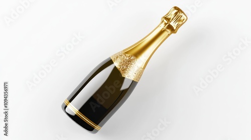 A bottle of champagne with a golden foil top, symbolizing celebration and luxury.