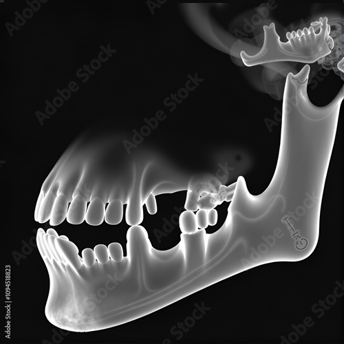 Detailed 3D jawbone x-ray exposes the structure of human mandible and maxilla