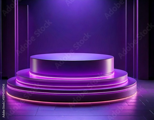 Podium violet avec accents néon