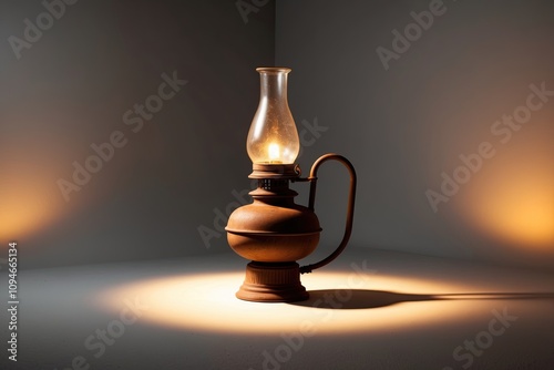 Vintage paraffin lamp shine in dark 