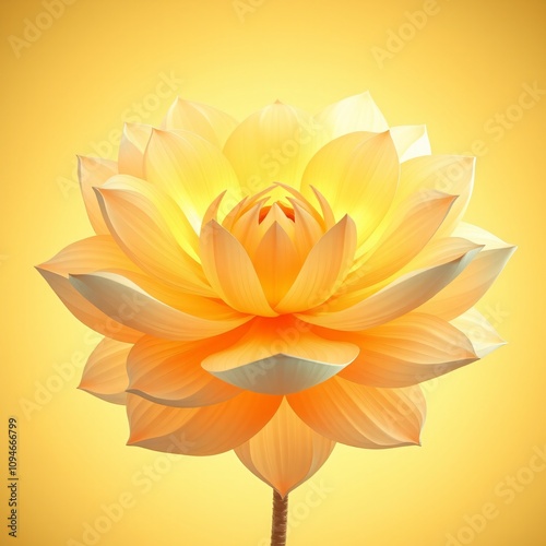 Yellow Lotus Flower Illustration - A vibrant yellow lotus blossom, a symbol of purity and enlightenment, blooms gracefully in a serene pond