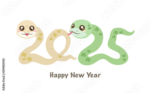 Happy new year 2025. Creative 2025 snake logo design.