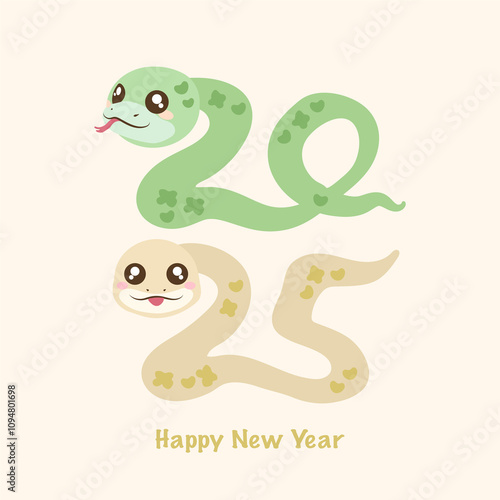 Happy new year 2025. Creative 2025 snake logo design.