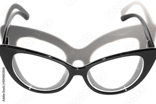 Close Up of Black Eye Glasses on White Background