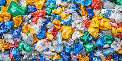 Colorful plastic waste collected for recycling, showcasing environmental efforts