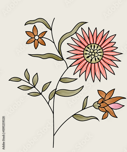 An amazing floral chintz digital hand drawn motif for design pattern for prints 