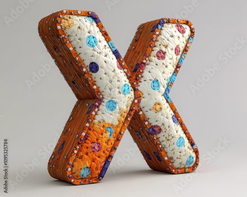 Colorful Cookie and Pretzel Letter X Design on Neutral Background